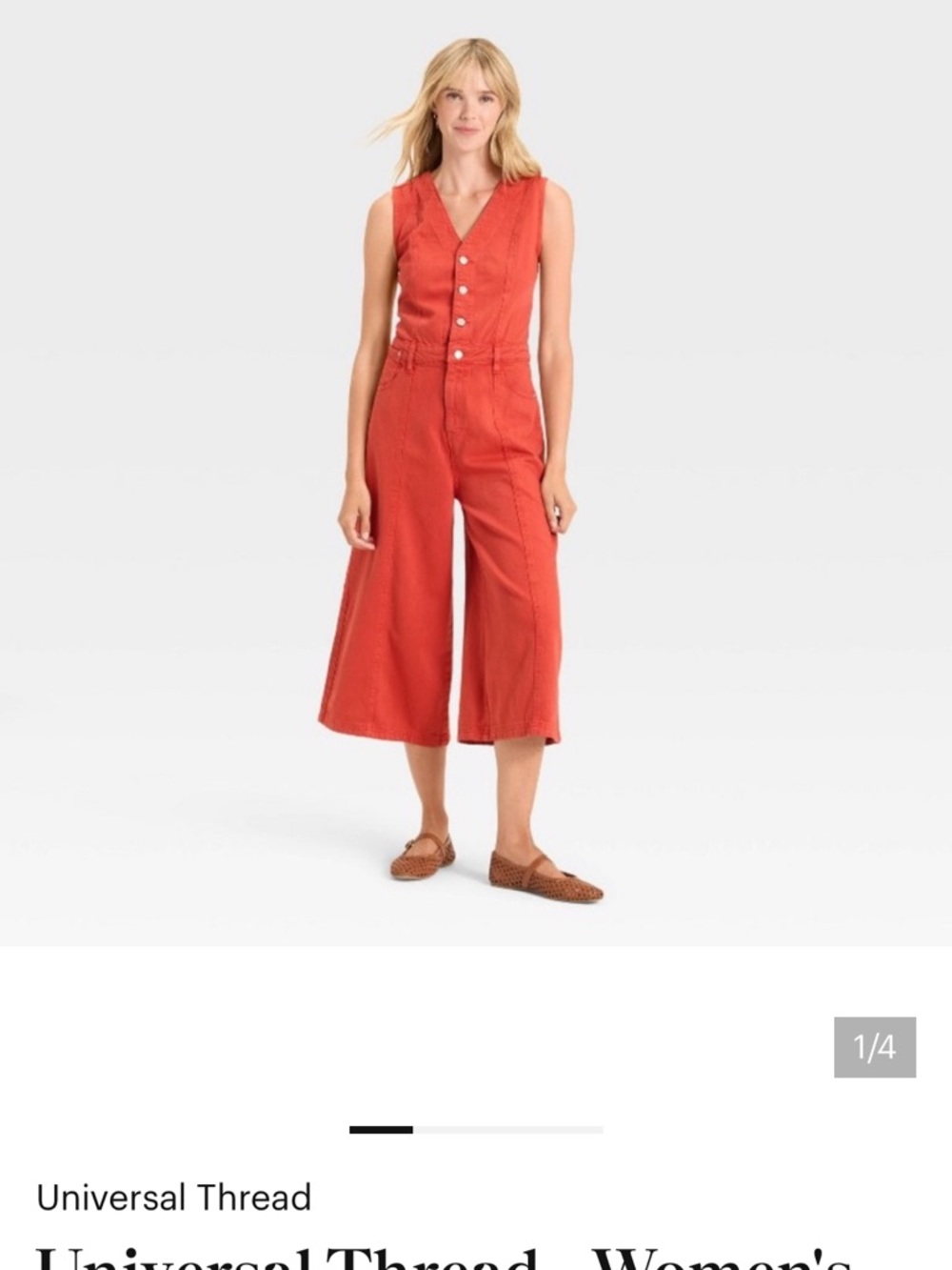 NWT Universal Thread Sleeveless V-Neck Cropped Wide-Leg Jumpsuit in Rust